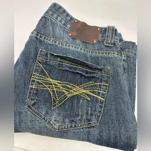 Men's Look Relaxed Straight Leg Distressed Denim Sz 36x32 Jeans X3